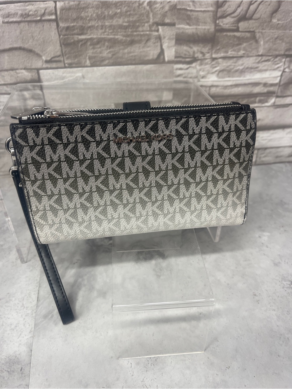 Michael Kors Sheila Medium Signature Logo Satchel & Matching Wallet Black Ombre - Picture 9 of 12